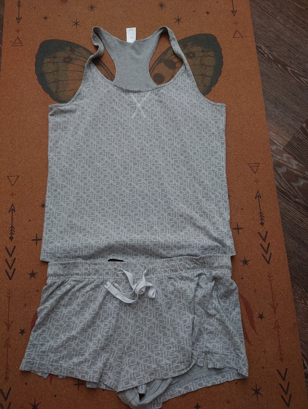 Calvin Klein Light Gray Logo-Print Racerback Sleep Set